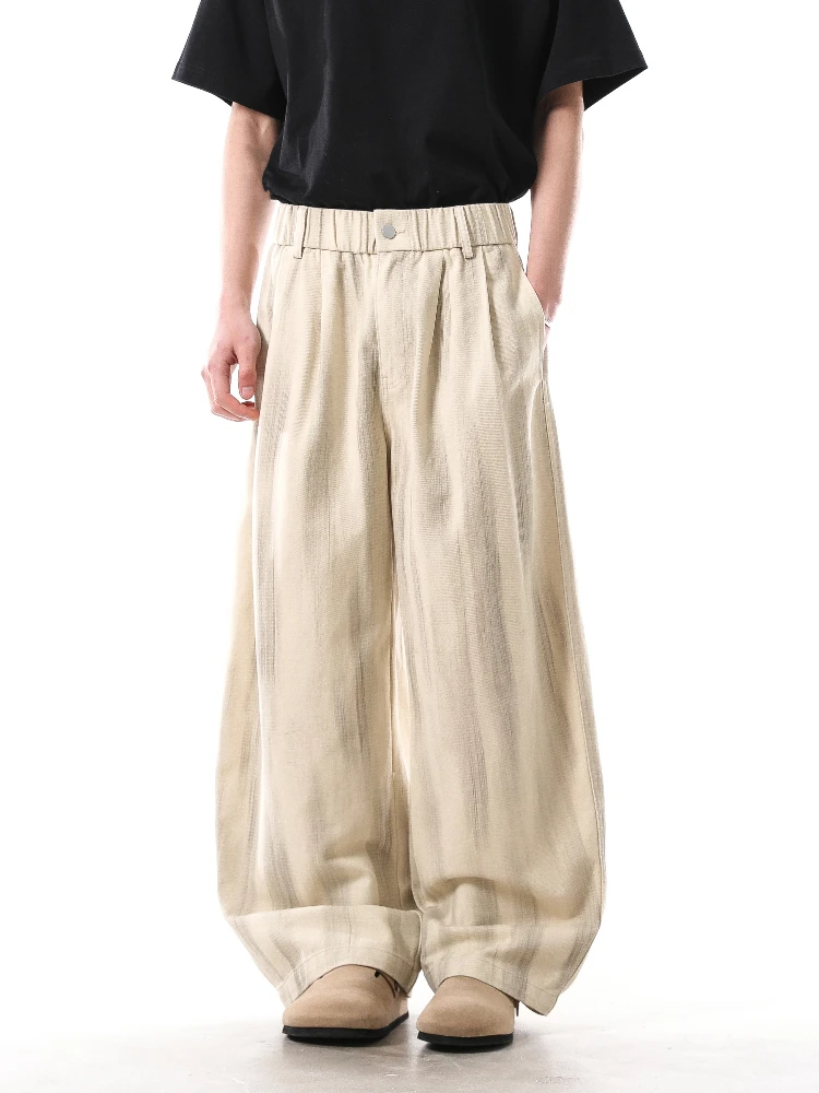 

HEY American Retro Faded Wide Leg Pants Casual Straight Elastic Long Trousers mid Waist 2025 New Sle ex