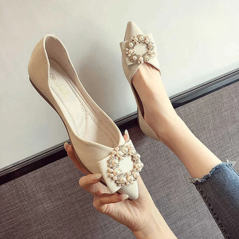 Pointed Toe Korean Style Ladies Footwear Moccasins Women's Flat Shoes Comfortable And Elegant Hot Trendy Low Price On Offer