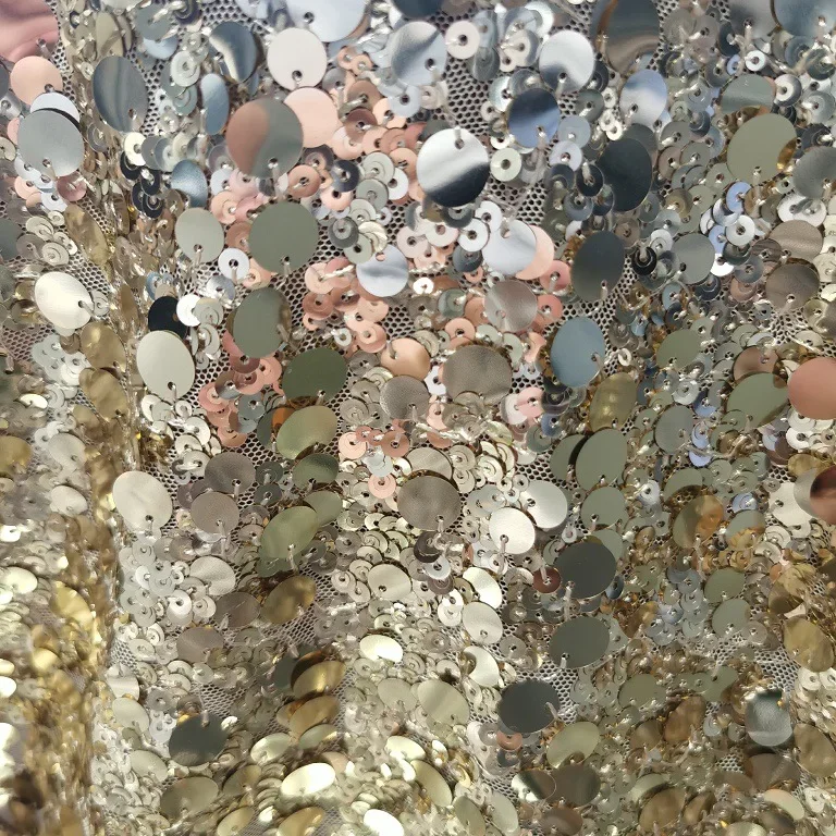 High-end full-width sequin lace embroidered fabric for evening dresses, party dresses, sparkling fabrics DIY materials
