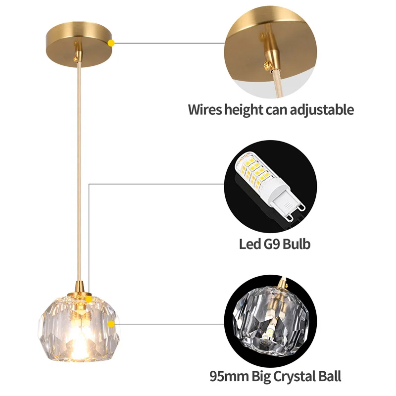 Modern Crystal Sconce Lamp G9 Wall Sconce Aisle Door Front Lights Sleeping Copper Wall Lights Bedside Lamp For Bedroom Fixtures