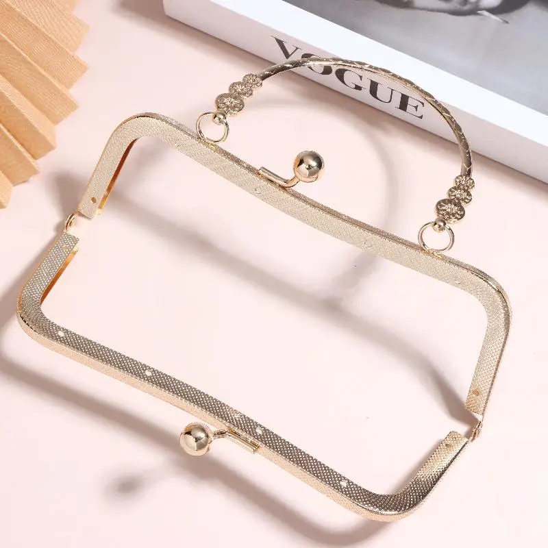 NewMetal Purse Frame With Curved Handle Kiss Lock Clasp Hardware For DIY Handmade Coin Bag Evening Clutch Bag Making Accessories
