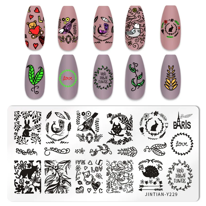 Nail Art Templates Stamping Plate Design Flower Leaves Animal Lace Stamp Templates Plates Image Printing Nails Art Tools