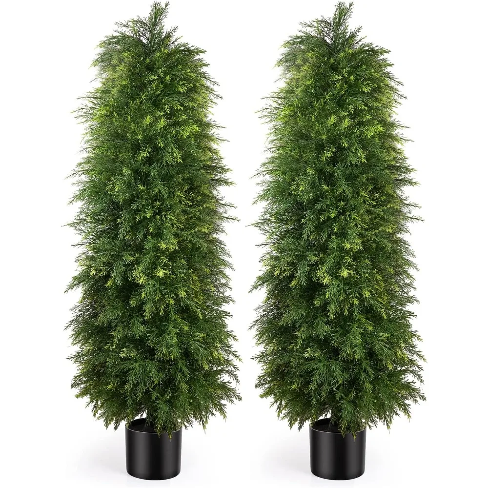 

2 Packs of 5-foot Artificial Snow Pine Trees, Outdoor Artificial Plants Decorated on The Front Porch
