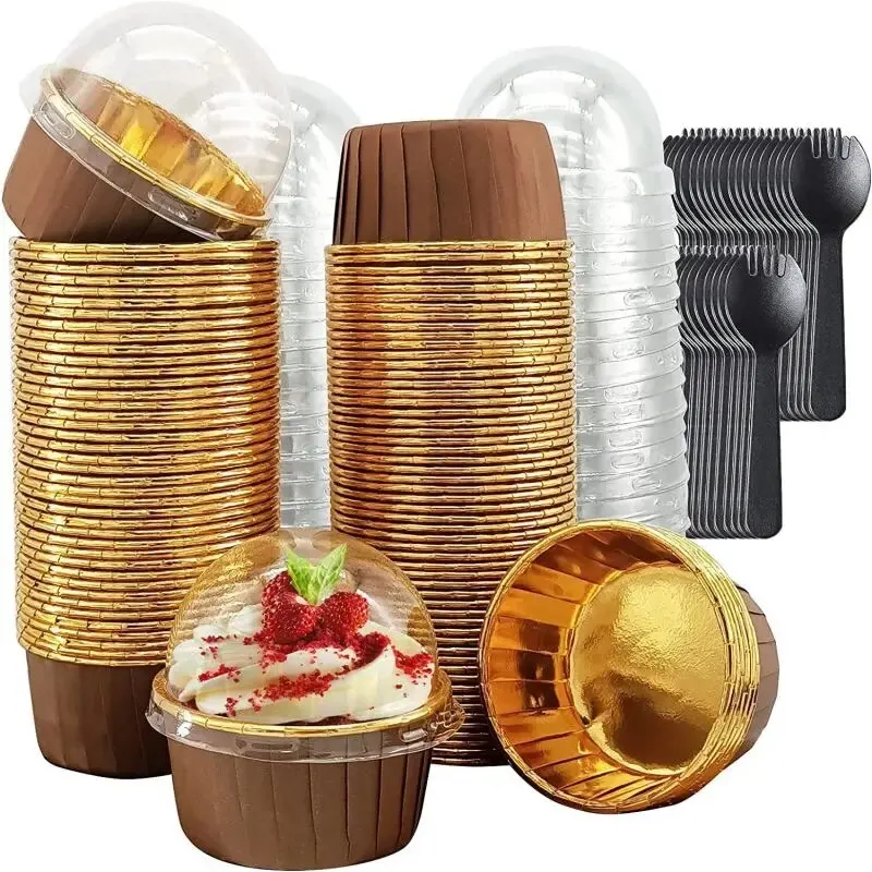 50pcs Disposable Baking Roll Top Cups Utensils Cake Paper Oilproof High Temperature Muffin Dessert Cups Cake Decoration