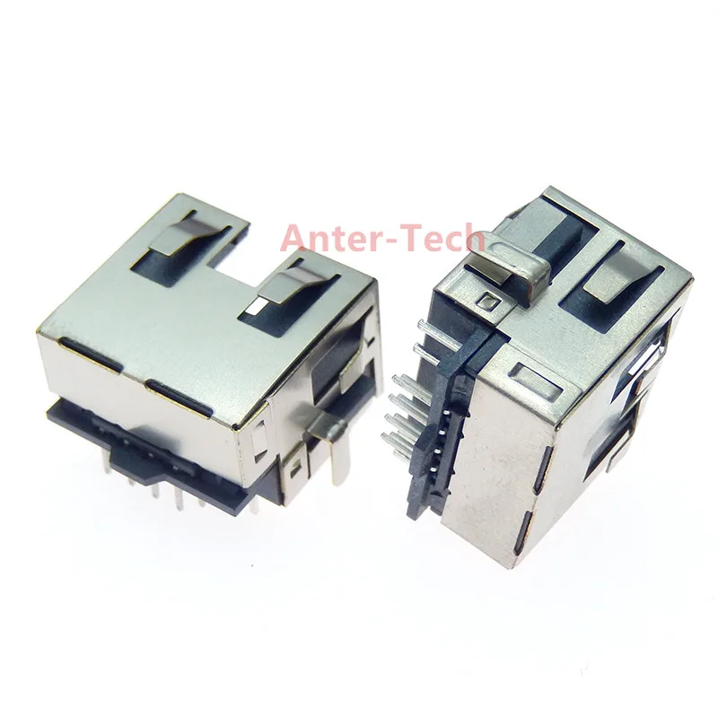 5PCS All-copper Rj45 socket with light belt shield with shrapnel 8P8C network interface Ethernet PCB female seat