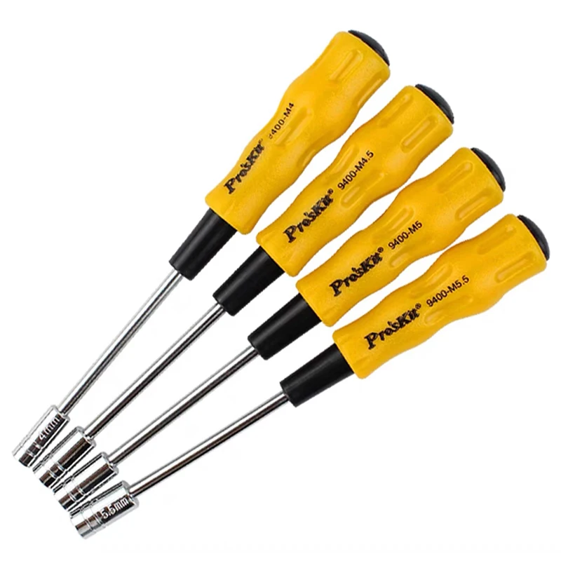 Baogong 19400 Series Soft Handle Socket Driver Screwdriver External Hex Socket 3-6mm Yellow and Black Soft Handle Socket Driver