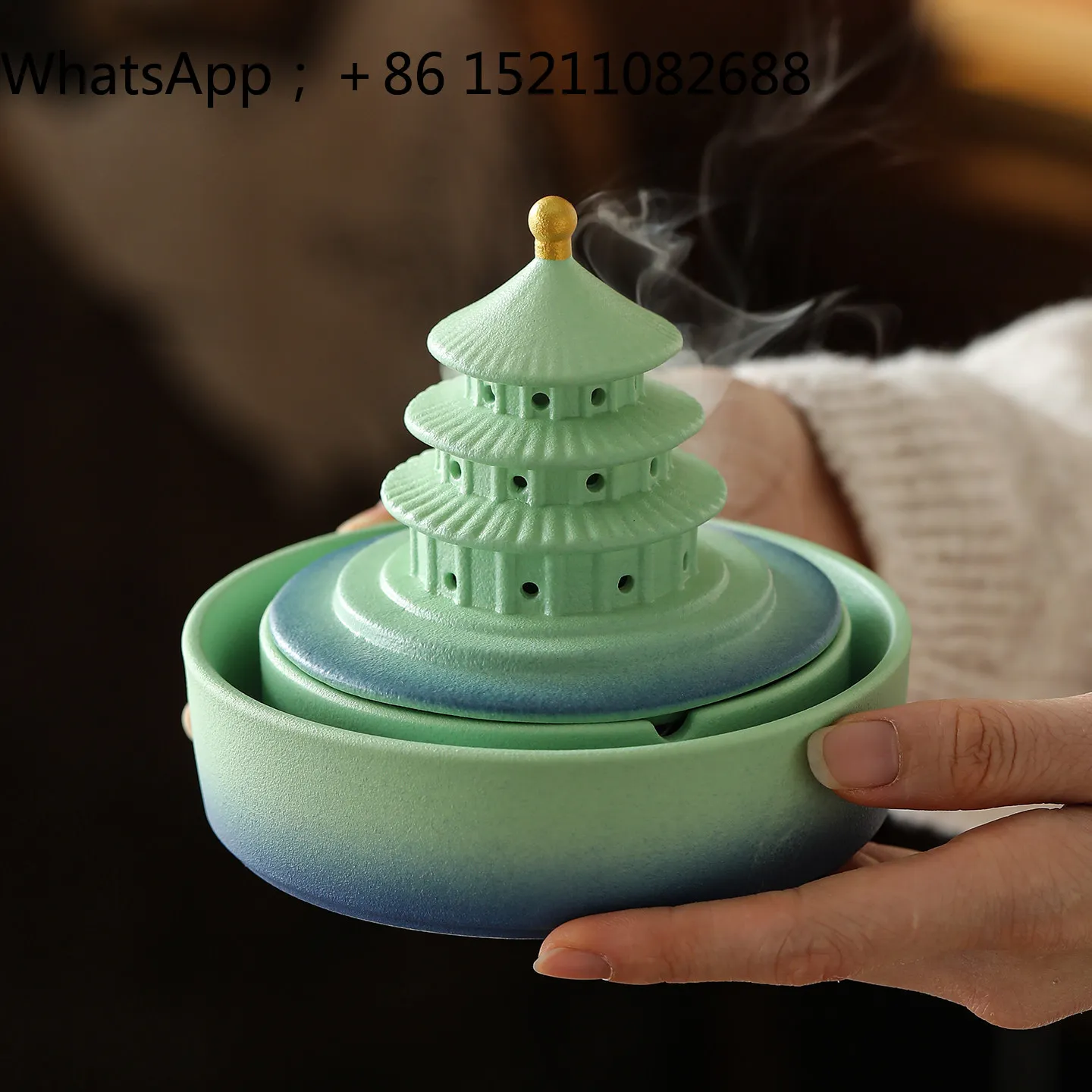 SCY incense burner ashtray dual-purpose creative ceramic ashtray with lid household tea table ornament