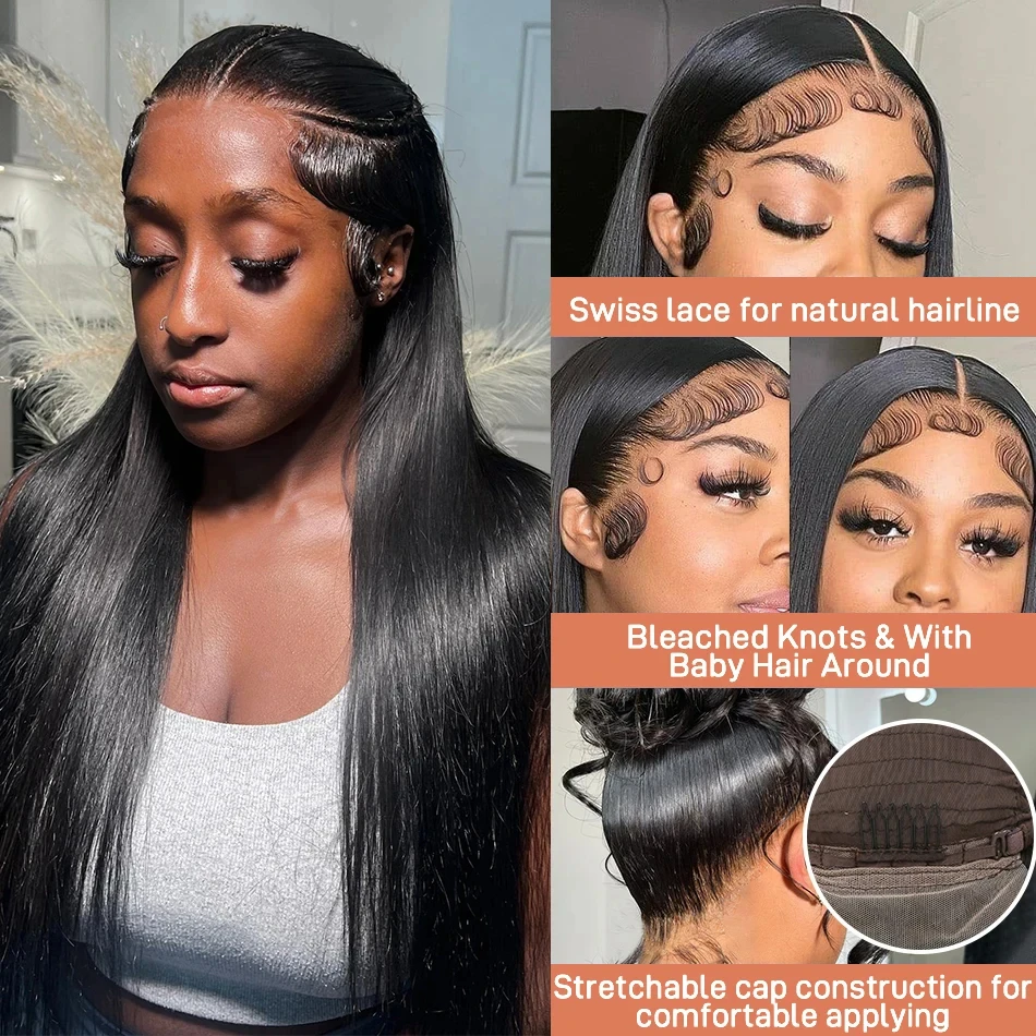 30 40 Inch 13x6 Hd Lace Frontal Wig Human Hair Bone Straight Transparent Lace Human Hair Wigs HD 13x4 Lace Closure Wig For Women image 2