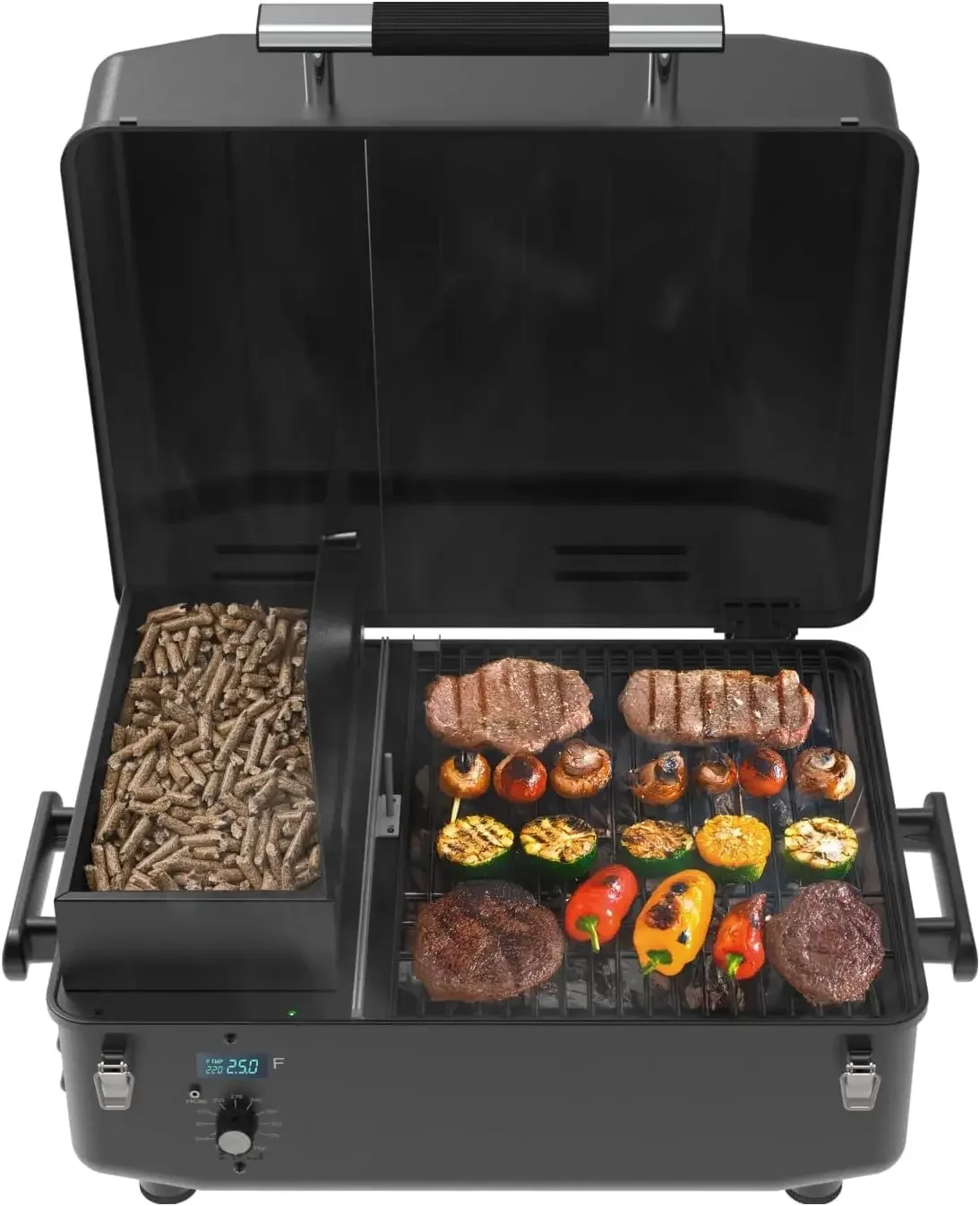 

200A Portable Wood Pellet Grill & Smoker, Tabletop Wood Pellet Smoker with PID V2.0 Controller, Meat Probes