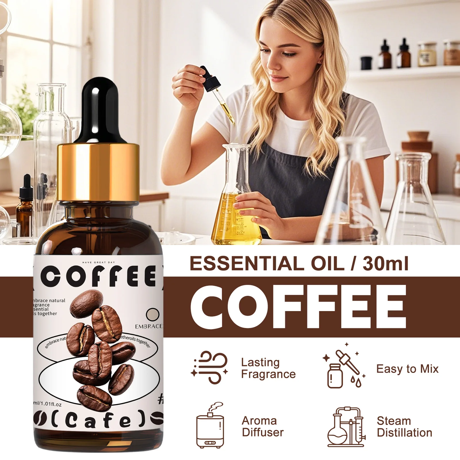 30ml Coffee Fragrance Oils For Diffusers Candles Making Gift To Friends Sweet Scent Humidifier