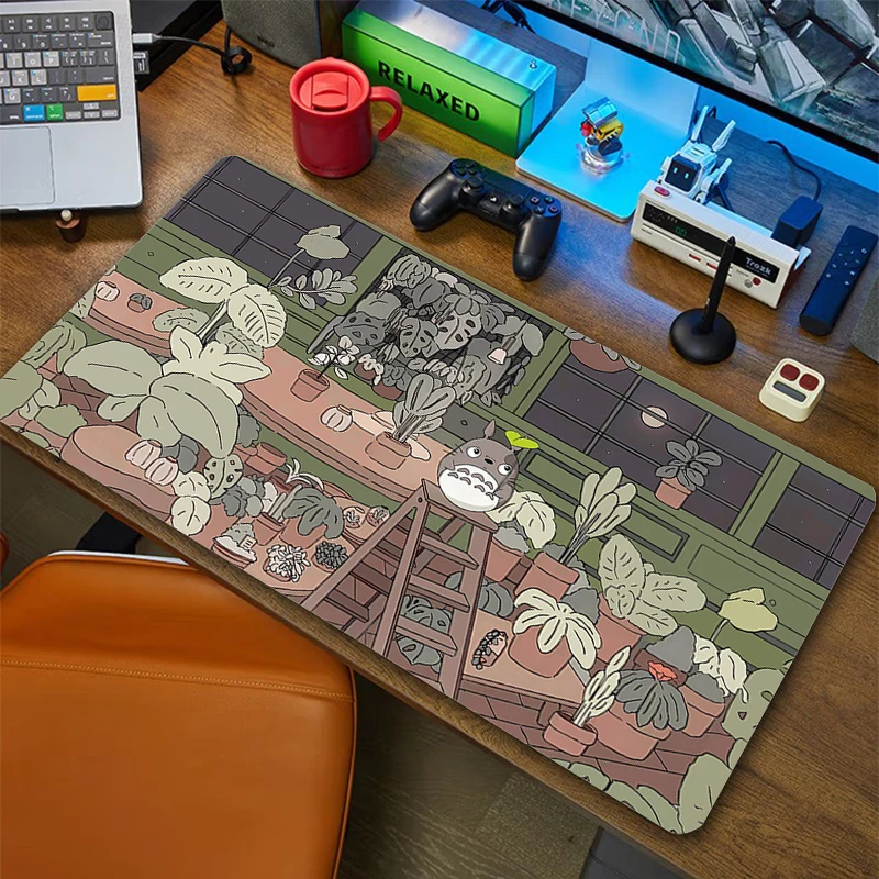 Tapis de souris en forme de chat de dessin animé, accessoires de jeu, sous-souris Kawaii, plante enge, polymères de bureau mignons, grand tapis de clavier en caoutchouc pour PC Gamer, média