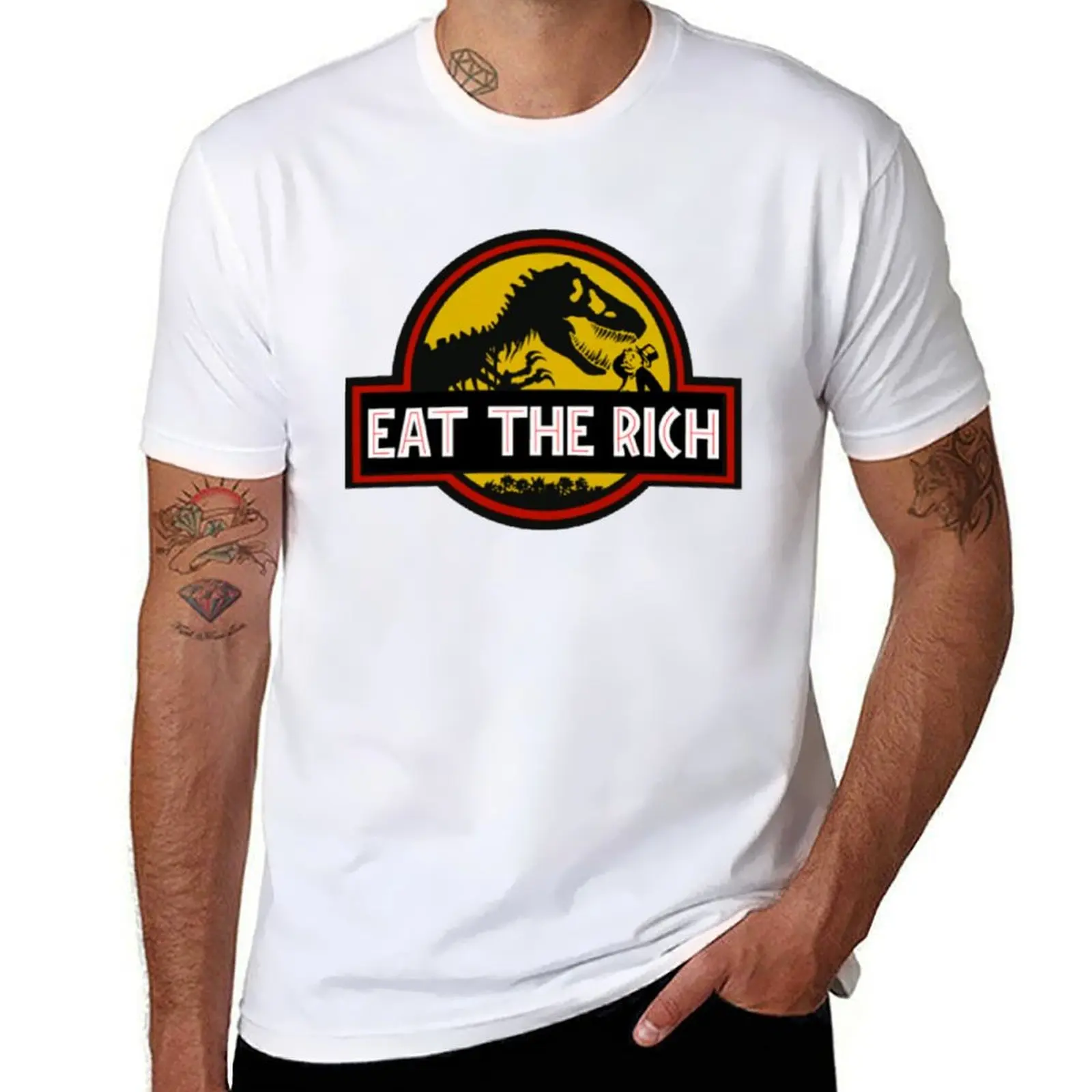 

Eat The Rich- Jurrasic Park T-Shirt cotton tshirt 100% anime tshirt cotton t shirts man 100% T-shirt