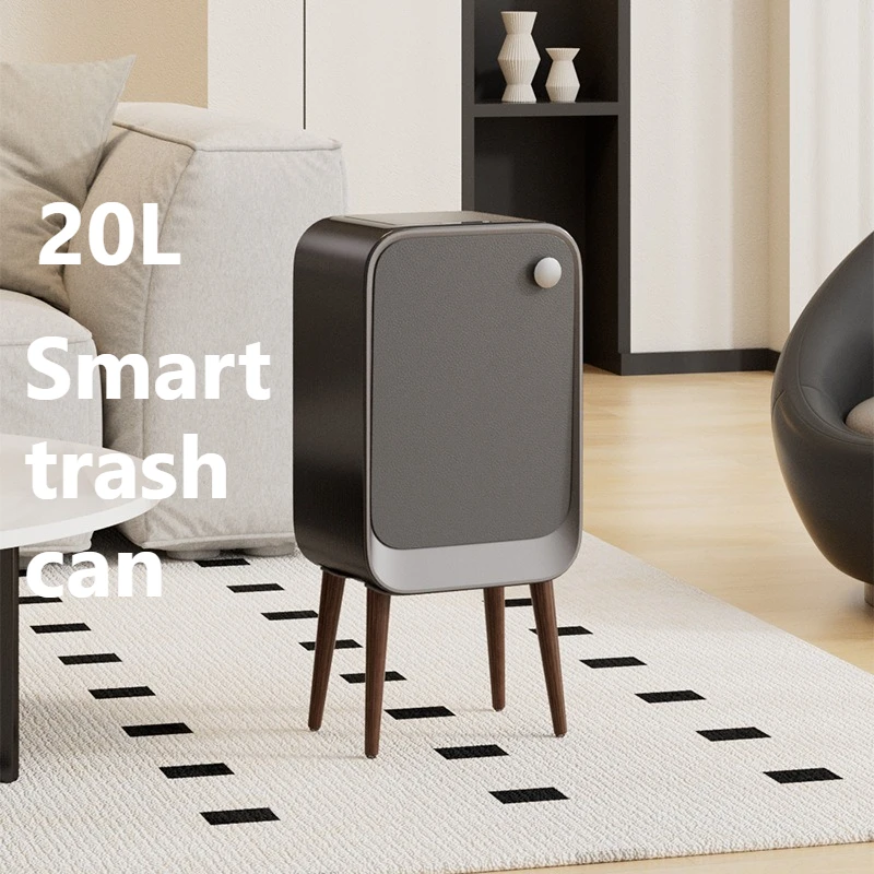 Luxury 20L High Feet Smart Sensor Trash Can with Lid Two-way Light Trash Bin Office Hotel Home Kitchen Wastebask Paper Basket