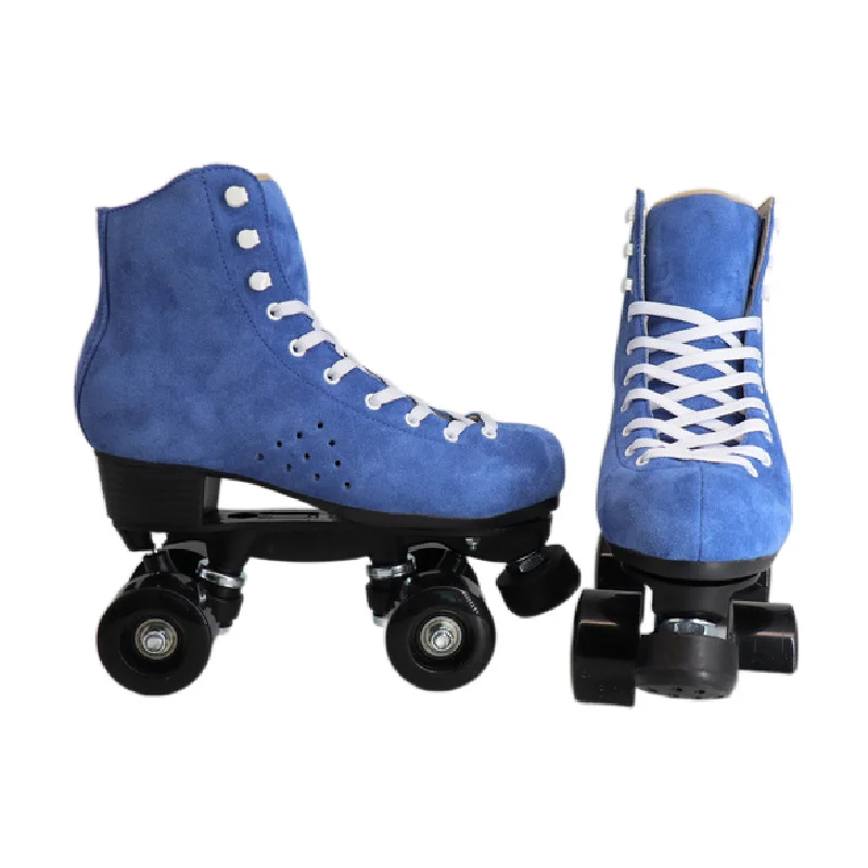Single-turn fur double-row skates pu four-wheel plastic-steel base skates adult roller skates speed skates