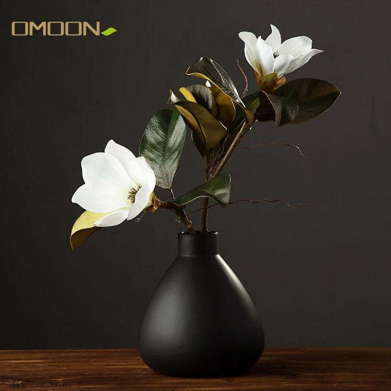 High quality Decorative Artificial Flowers Vase Super Beautiful luxury Fake Magnolia Home Coffee Shop Decor Display Silk Flowers