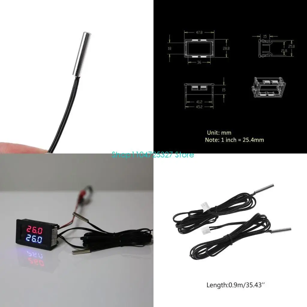 

D8KF Double Color LED Display Temperature Tester Digital Meter Car Temperature Gauges Temperature Measuring Meter