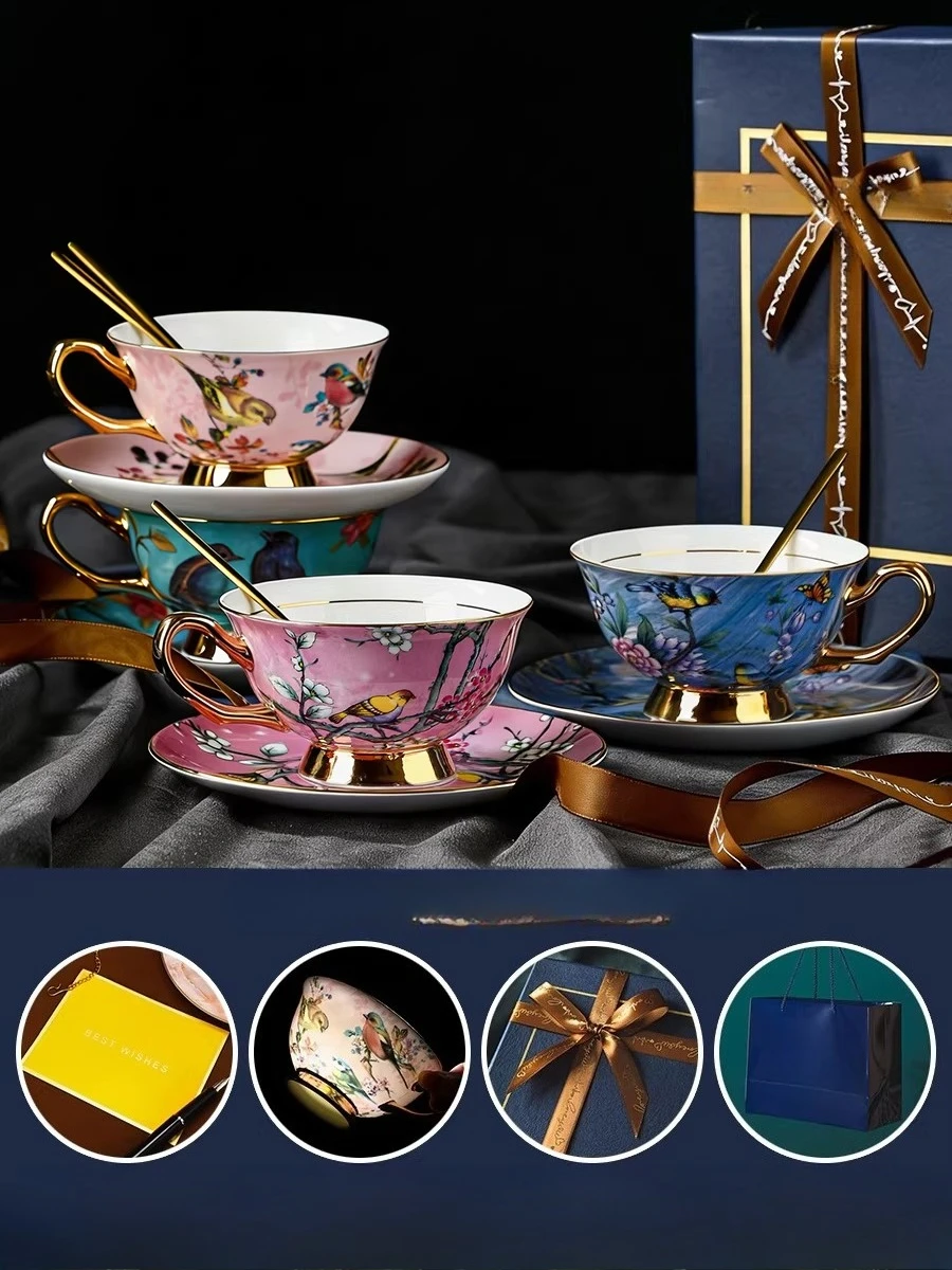 Coffee cup set, high-value ceramics, high-end exquisite and high-end light luxury British afternoon tea set