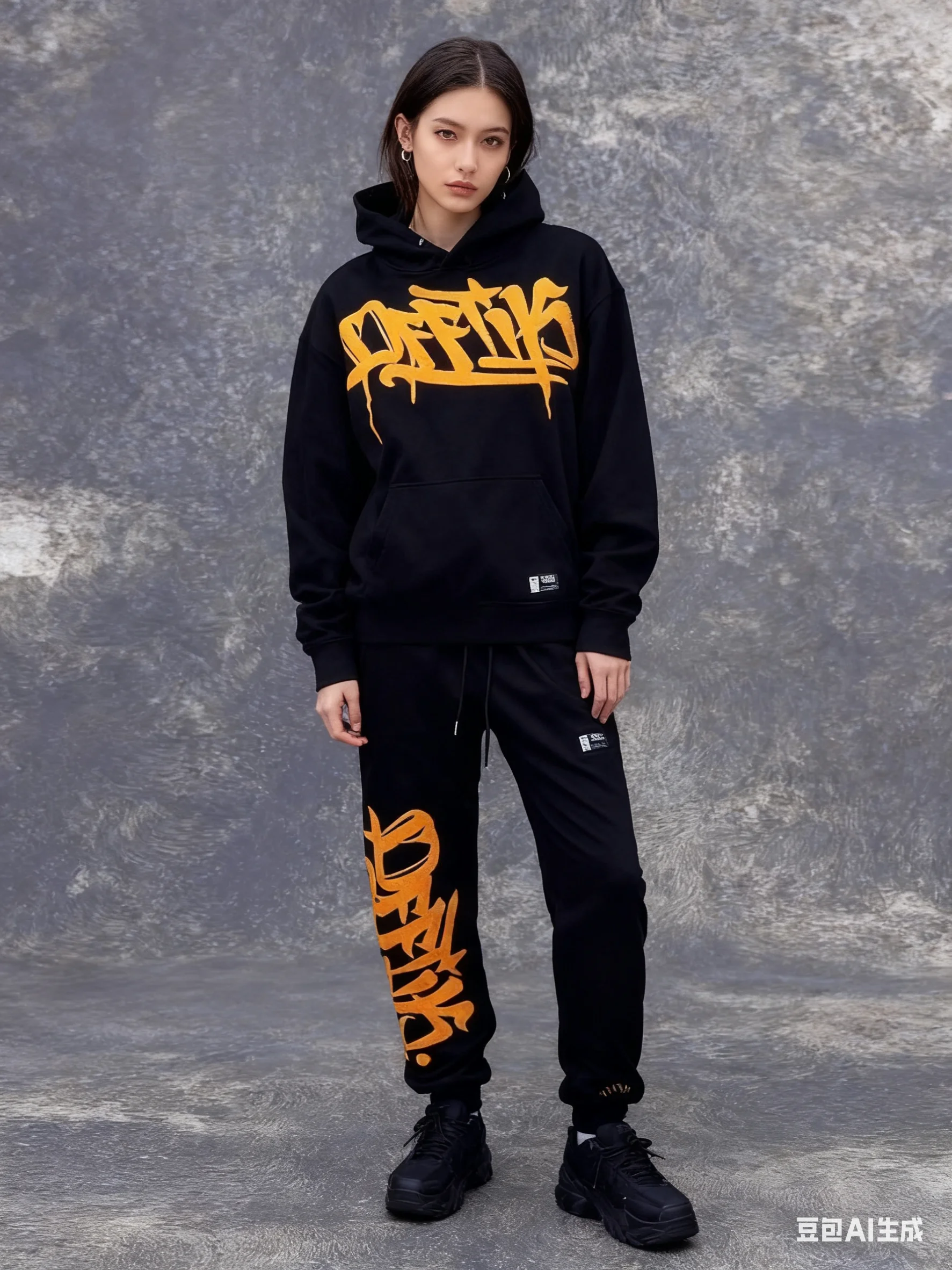 

Комплект в стиле хип-хоп в стиле ретро Y2K Harajuku: классическая спортивная толстовка с буквенным принтом, брюки и пальто, 2025 г., одинаковая мода для пар