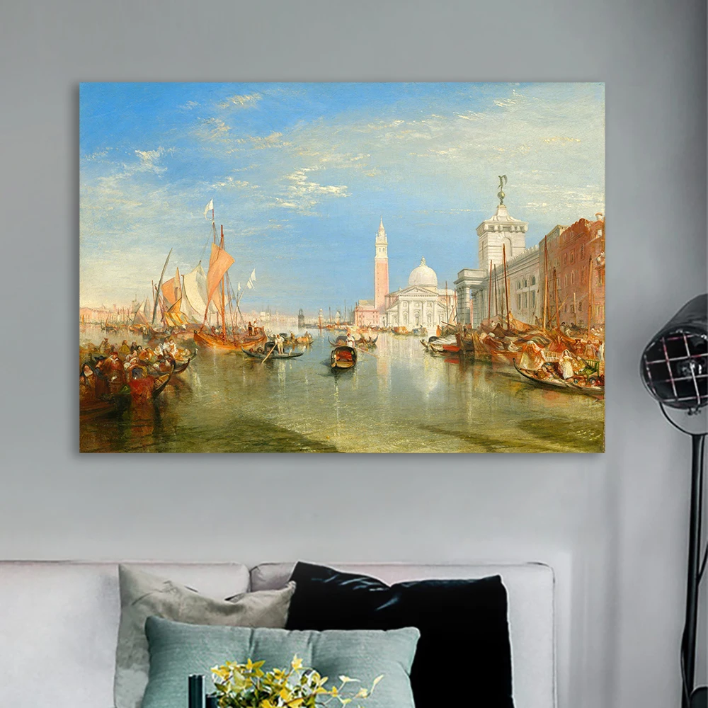 J.M.W Turner Grand Canal Venice Oil Painting Prints Keelmen Heaving in Coals Painting Prints Poster Home Gallery Wall Art Decor