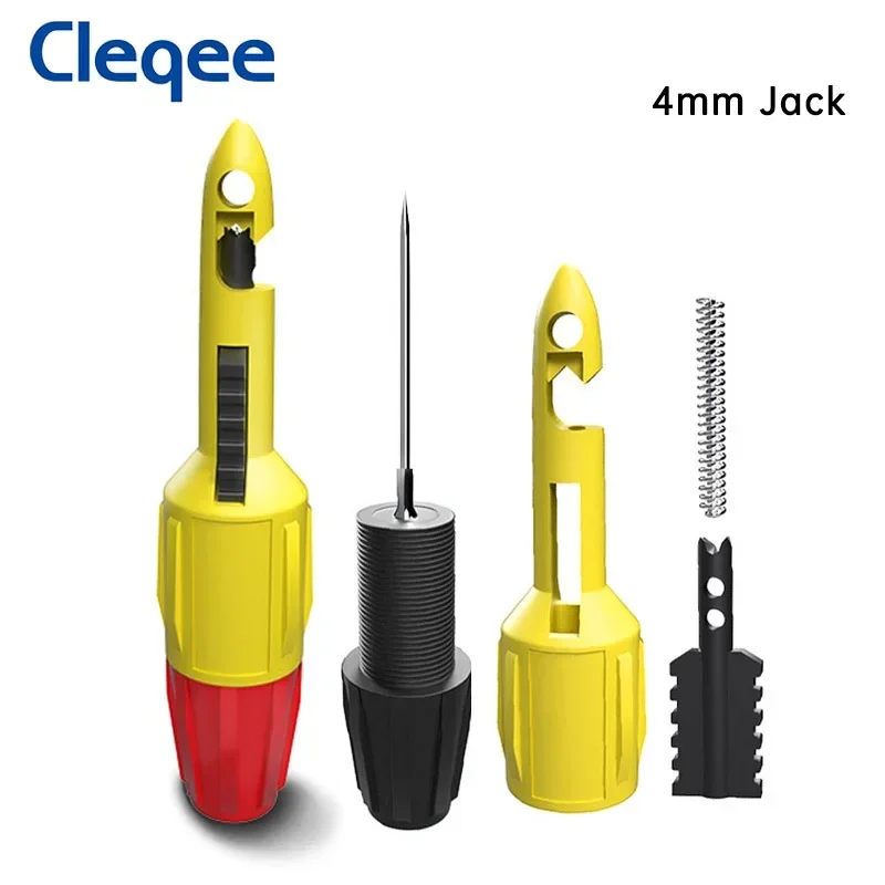 

Cleqee P30039.4 Insulation Wire Piercing Puncture Probe + 4mm Socket Test Hook Clip, Automotive Car Repair Puncture Probe