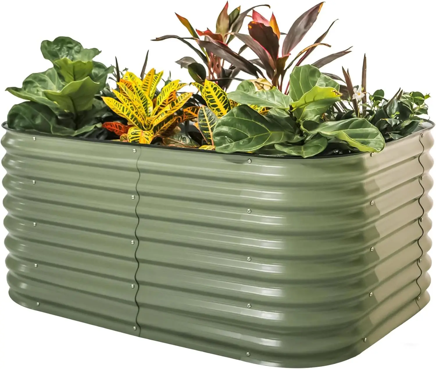 

26" Extra Tall Raised Garden Bed Kits, 6 in 1 Modular Raised Planter Box for Vegetables Flowers Fruits Oval Metal Raised Garden-