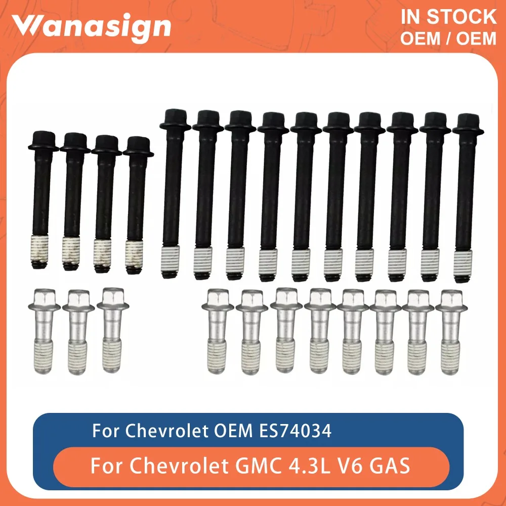Engine Head Bolt Kit Fit 4.3 5.3 5.7 L For Chevrolet C1500 G30 GMC Astro Sierra 1500 Sonora LU3 LT 4.3L 5.3L 5.7L V6 GAS ES74034