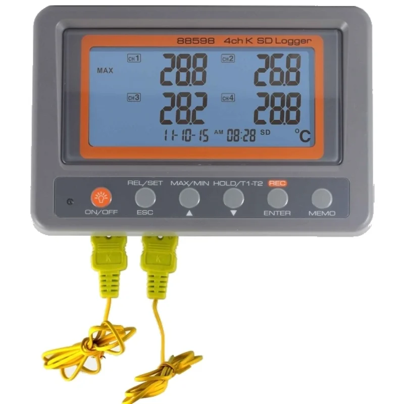 AZ88598 Industrial wall mounted large screen digital display electronic thermometer 4-channel K-type thermocouple SD card record