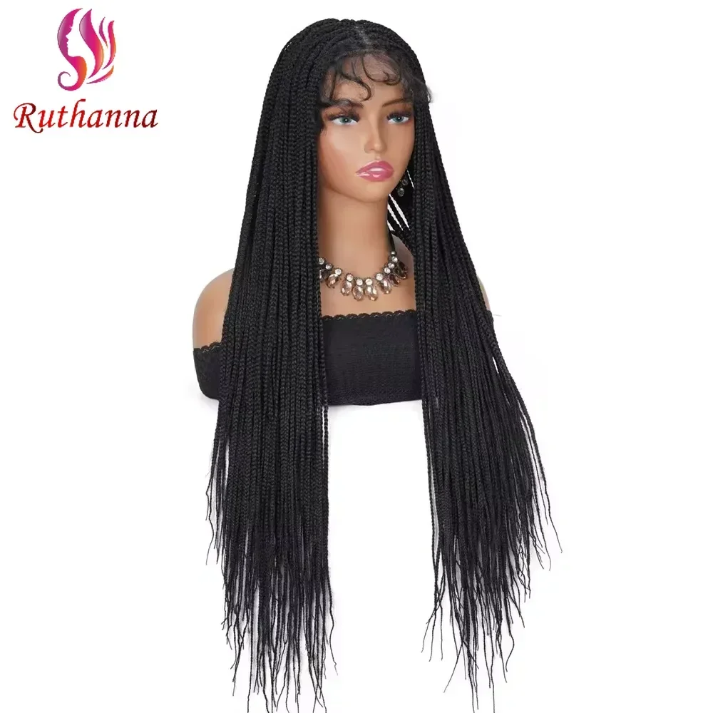 Peruca trançada de renda completa sintética jumbo tranças peruca para mulher 24 Polegada afro dreadlocks renda transparente peruca de cabelo do bebê moda