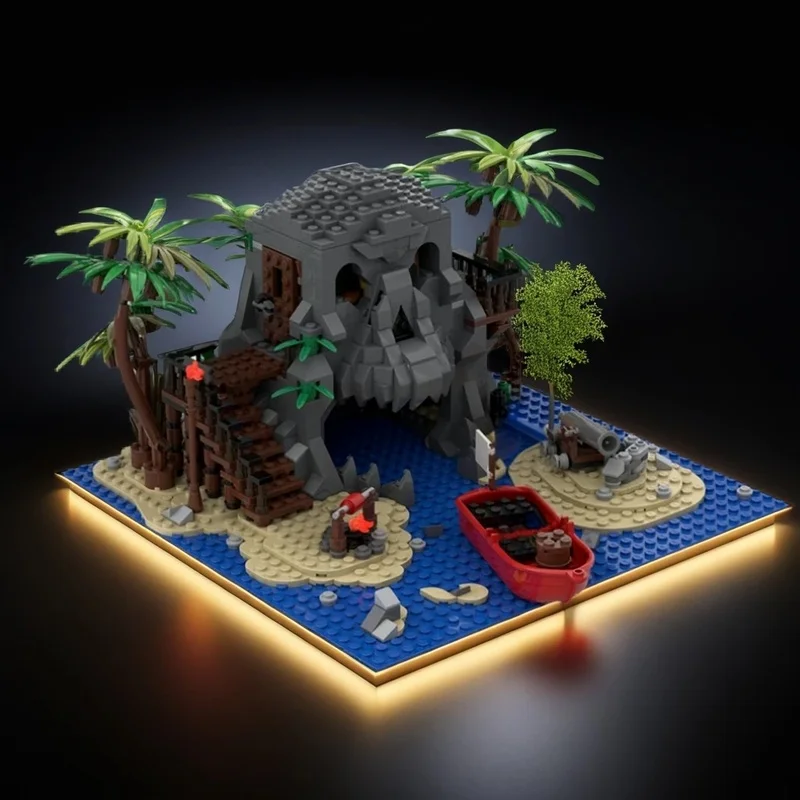 

NEW 1157PCS MOC Pirate Sailing Skull Island Model Collectible Display DIY Creative Building Blocks Gift Decoration Building Set