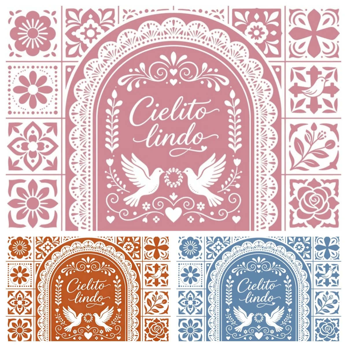 Yeele Cielito Lindo Backdrop for Birthday Wedding Party Brown Blue Pink Mexican Fiesta Talavera Florals Photography Background