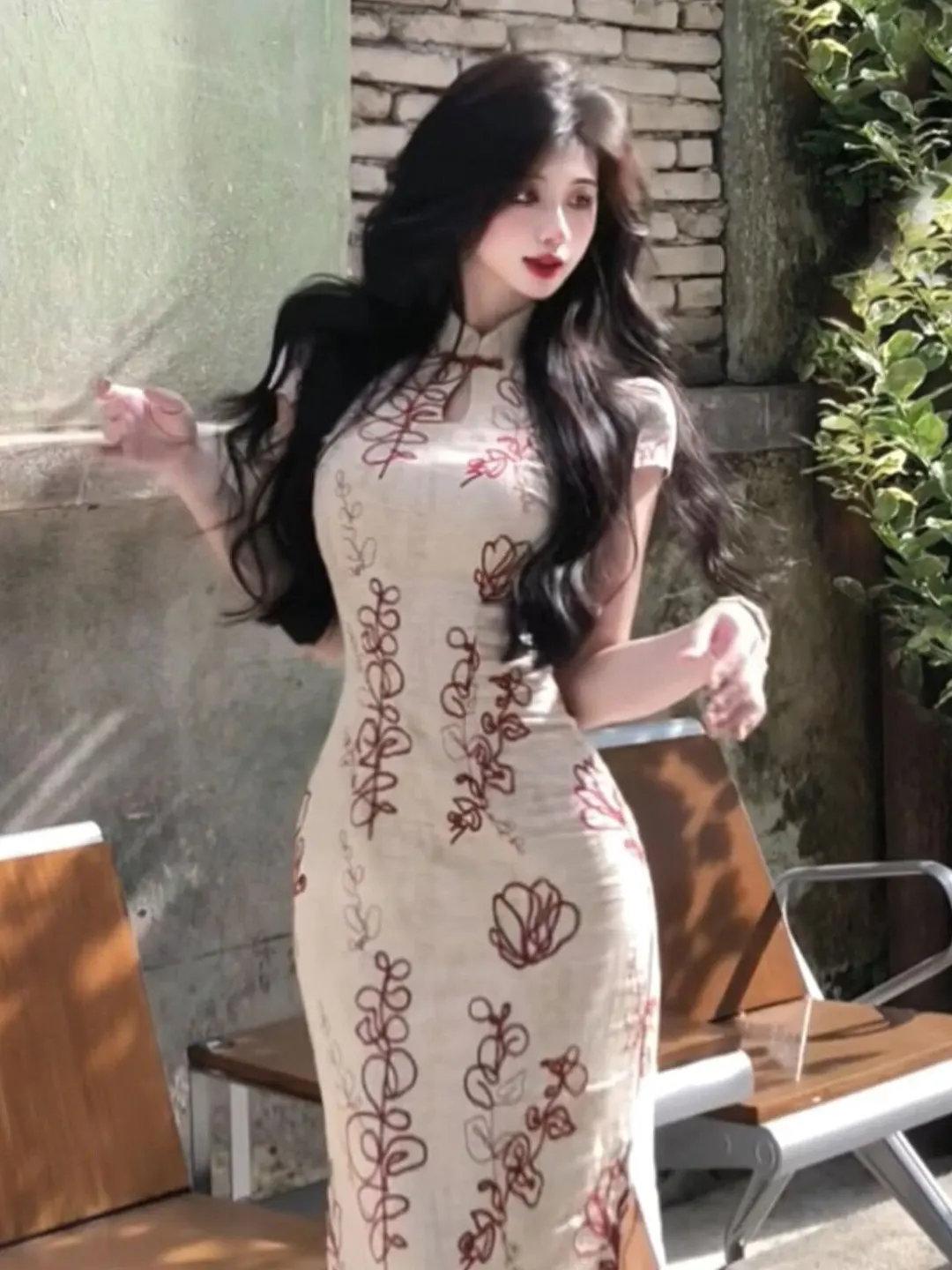 

Elegant Vintage Printed Bodycon Long Dress High Waist Cotton Summer Fashionable Business Casual Party Wear Women's Dress