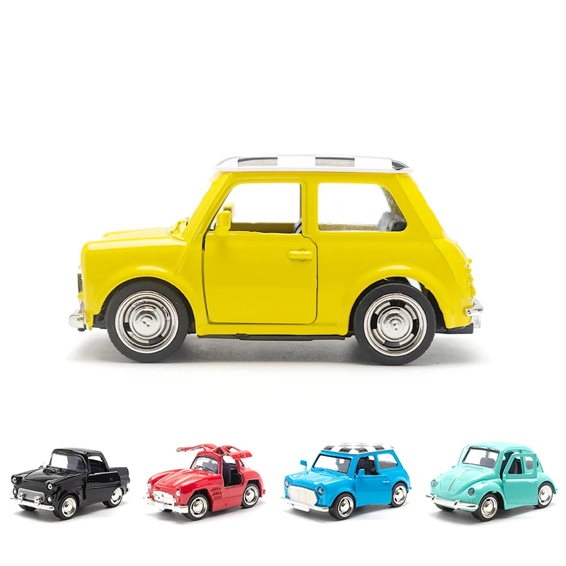 1:43 Alloy Diecast Cartoon MINI BEETLE Vintage Car Model Classic PullBack Car Miniature Vehicle Replica For Collection Gift Kids