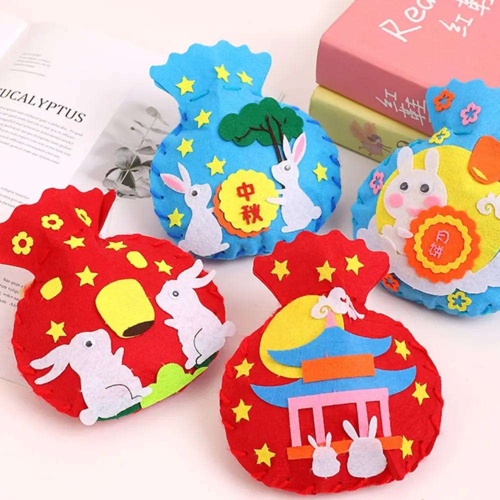 

Non-woven Fabric DIY Mid-Autumn Drawstring Bag Mooncake Rabbit Kids Montessori Arts Toy Cartoon Soft Handmade Mid-Autumn Toy