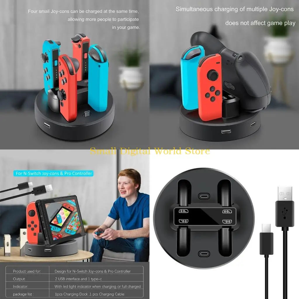 77ub Fit for Switch Console e Controller com várias portas carregamento para cobrança simultânea