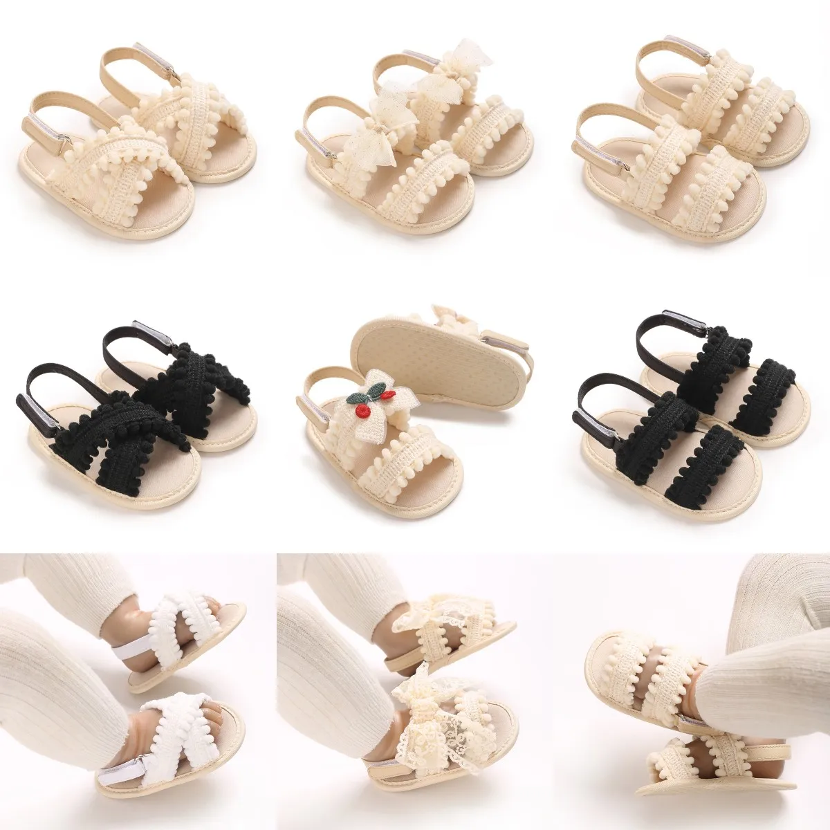 

VALEN SINA Lace Adorable Baby Girls Sandals with Bowknot Detail Non-Slip Sole Soft Princess Shoes for Beach First Walker