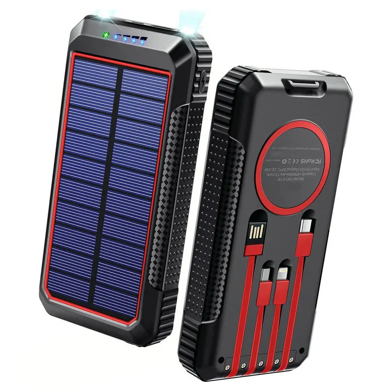 Banco de energía Solar de 33800mAh, cargador inalámbrico rápido para iPhone 15 14 Samsung S24 Huawei Xiaomi 40W