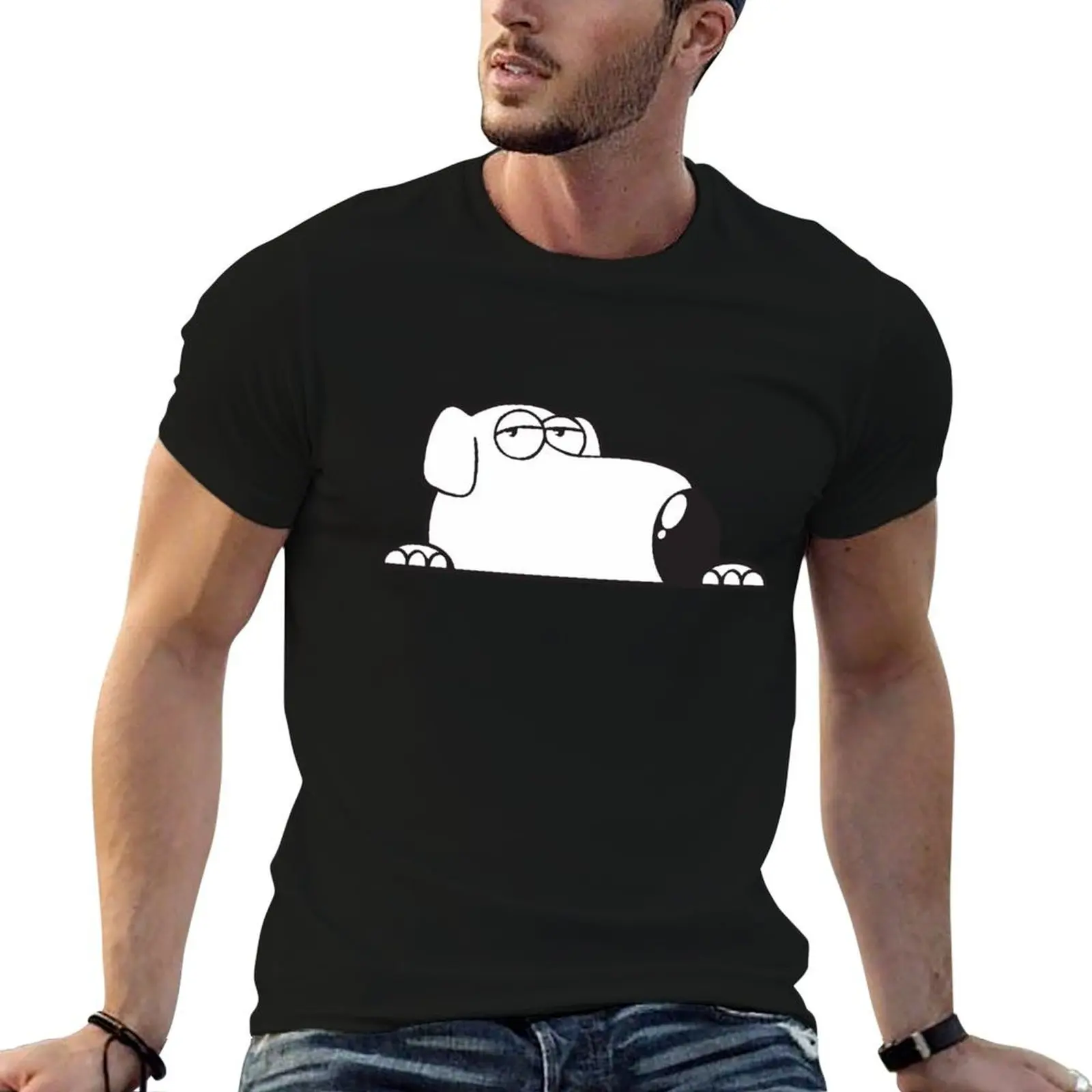 

cotton man shirts Funny summer Dog Brian for tees man t t T-Shirt Peeker Cartoon shirt t man graphic shirt