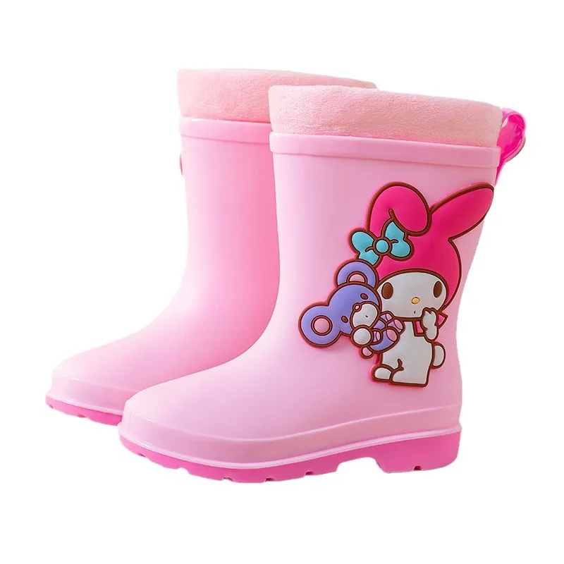 Kuromi Add Cotton Child Rain Boots Thicken Guarantee Light Sanrios Anti-Slip Wear-Resistant Boy Girl Rain Boots Water Shoes