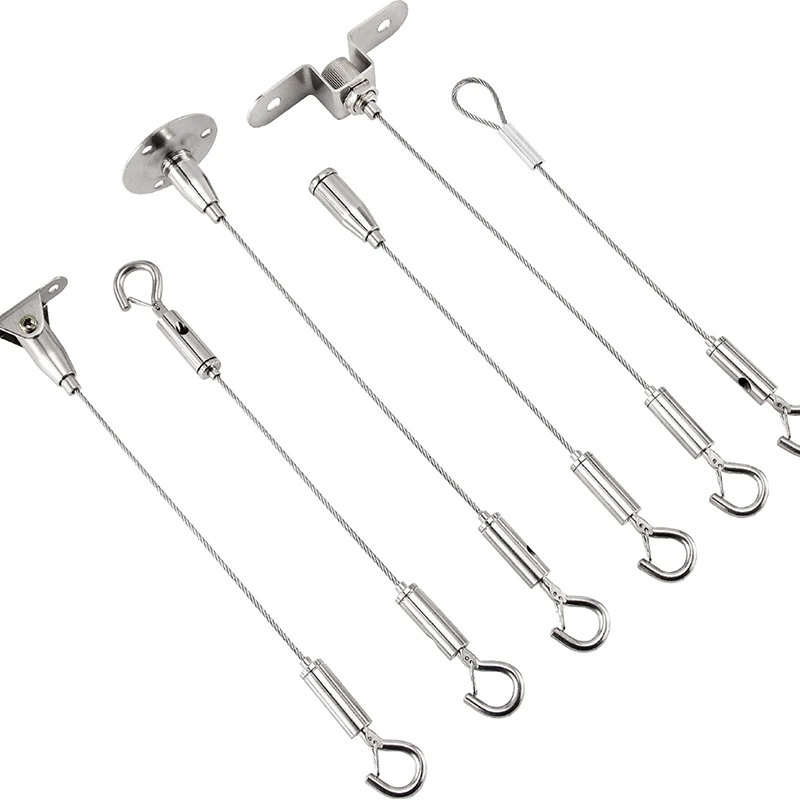 1 Pcs Wire Rope Spring Hook Adjustable Hanging Clothesline Fixed Guardrail Lock Lifting Code Suitable For Light Panels