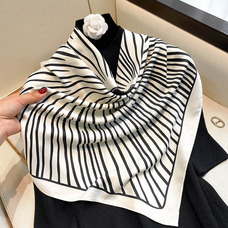 90*90cm Luxury Brand Square Scarf Fashion Beach Women Head Silk Wrap Spring Summer Shawl Ladies Foulard Bandanna Muffler hijab