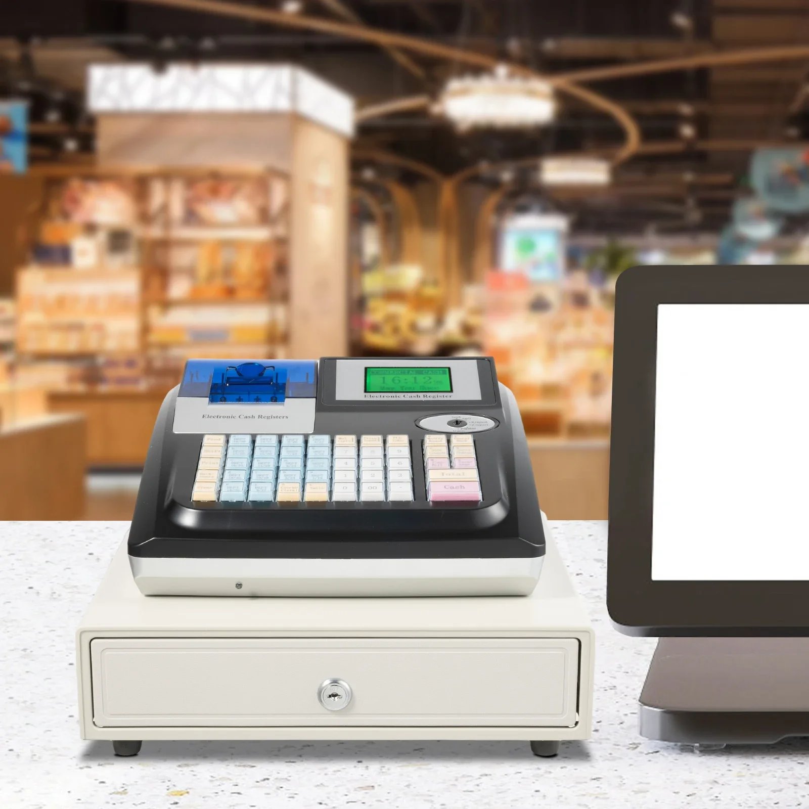 Electronic Cash Register High-Speed Thermal Printer Cash and Coin Drawer Compact Size Safe & Reliable Multiple Interfaces