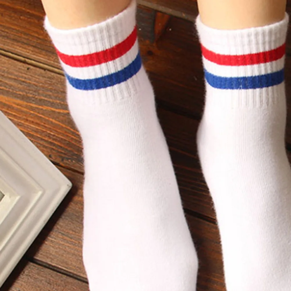 1 Pair Classic White Sock Women Men Stripes Cotton Socks Retro Old School Hiphop Skate Short Meias Calcetine Harajuku