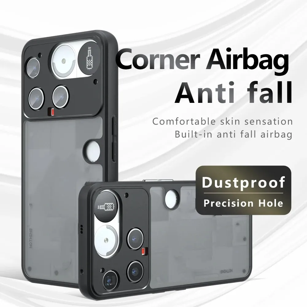 Matowe, półprzezroczyste etui na Nothing Phone 3 (3) odporne na wstrząsy, miękkie w dotyku, twarda obudowa tylna z ramką, fundas