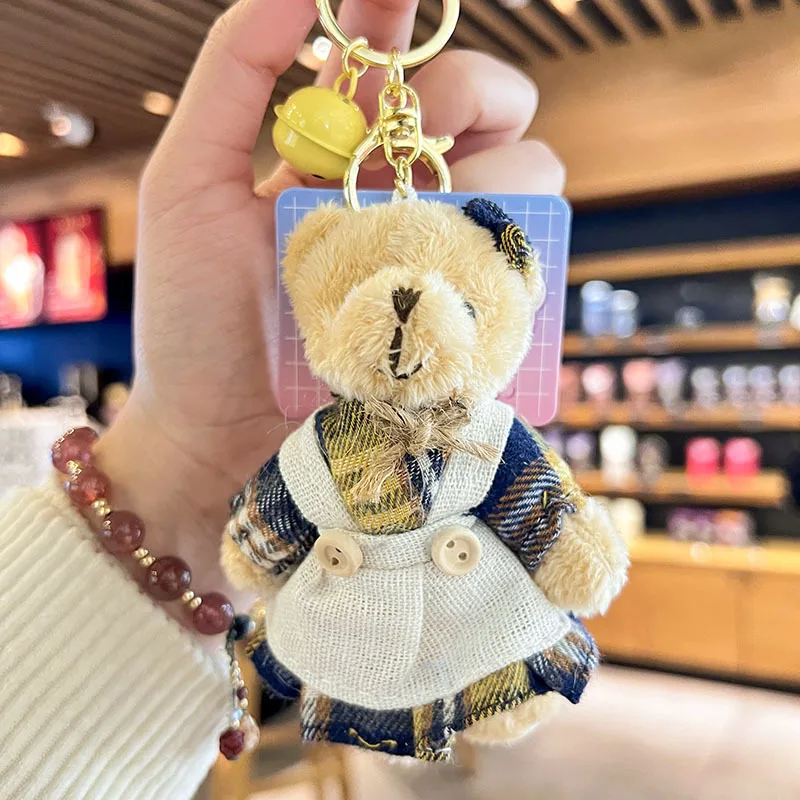 Couple\'s Best Friend Keychain Love Friendship Testimony A Pair Stuffed Plush Animals Striped Bear Kawaii  Rag Doll Stitch Toys