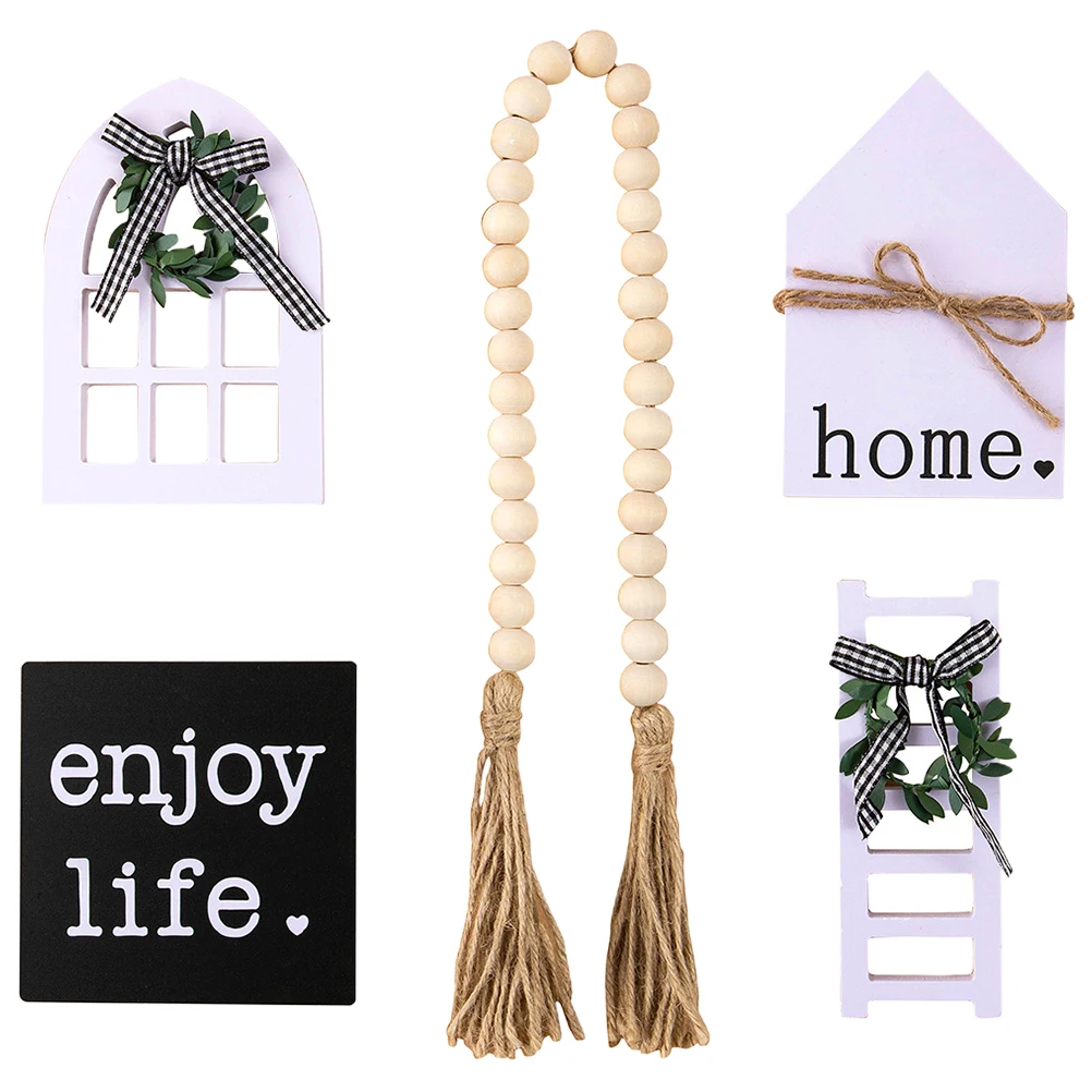 

1 Set Wood Farmhouse Decor Rustic Tiered Tray Decoration For Kitchen Table Centerpiece Summer Adornment Hanging Wooden Ornament