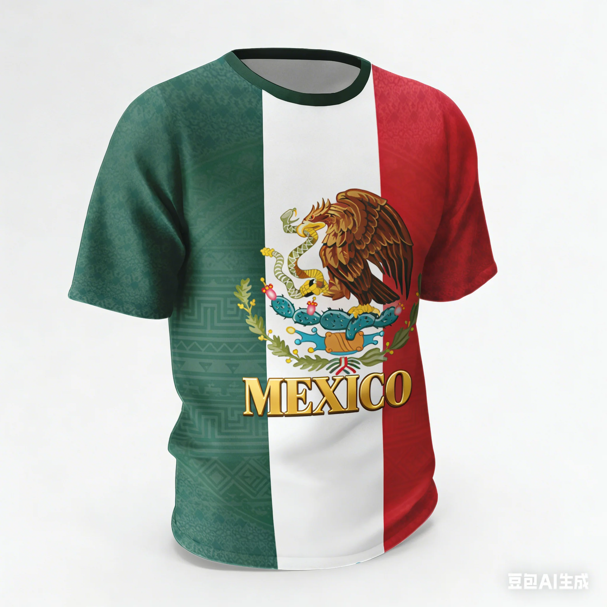 Mexico Eagle Print Men's T-Shirts Hip Hop Trend Street Tops Fashion Mexico National Flag Pattern Short Sleeve Summer Casual Tees