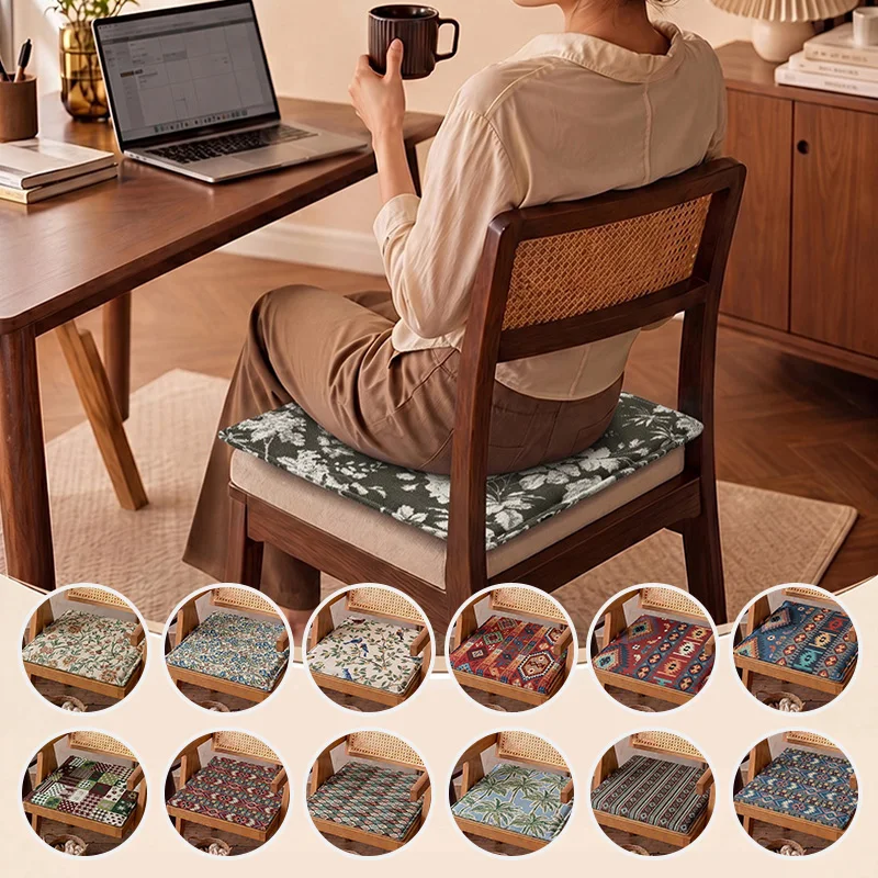 45x45cm Classical Chinese Style Non-Slip Thick Square Seat Cushion Rosewood Chair Cushion Ring Chair Pad for Tea Room Tea Chairs