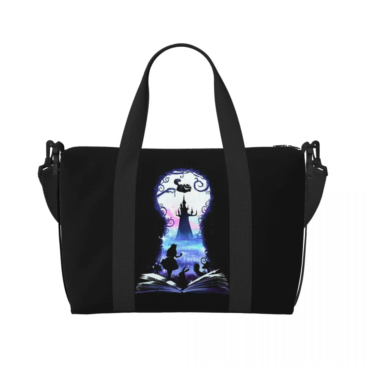 

Изготовленная на заказ большая сумка «Алиса в стране чудес», женская большая вместительная сумка с героями мультфильмов, тренажерный зал, пляжная дорожная сумка на плечо