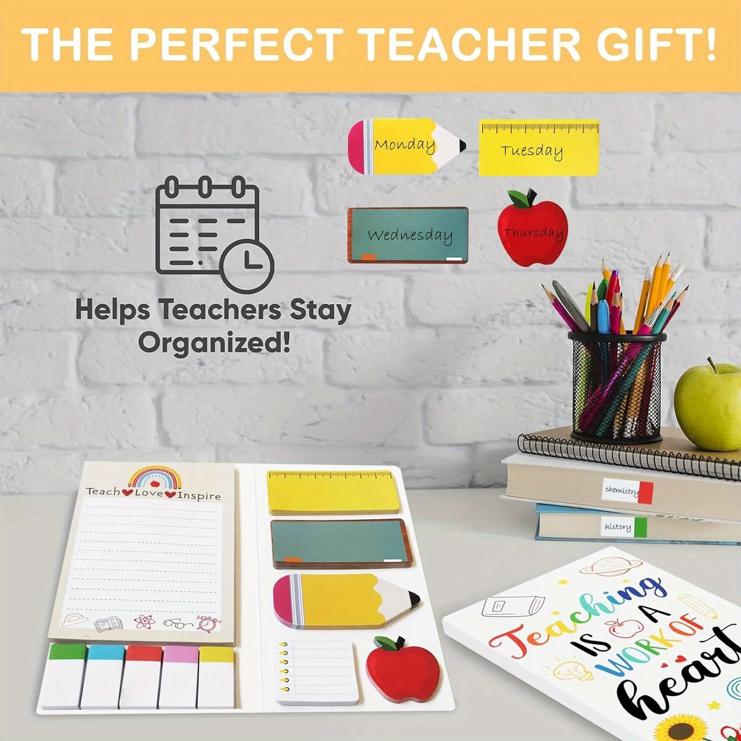 1 Pc Teacher Sticky Notes Set - Teaching Supplies Shaped Sticky Note Pads Teacher to Do List Notepad Writing Memo Pads for Teach image 3