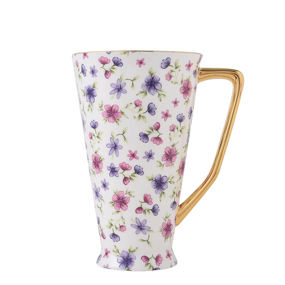 European Style Large Capacity Coffee Gold Line Beer Mug Big Size Fine Bone China Milk Cups Ceramic Drinkware Home Accessories